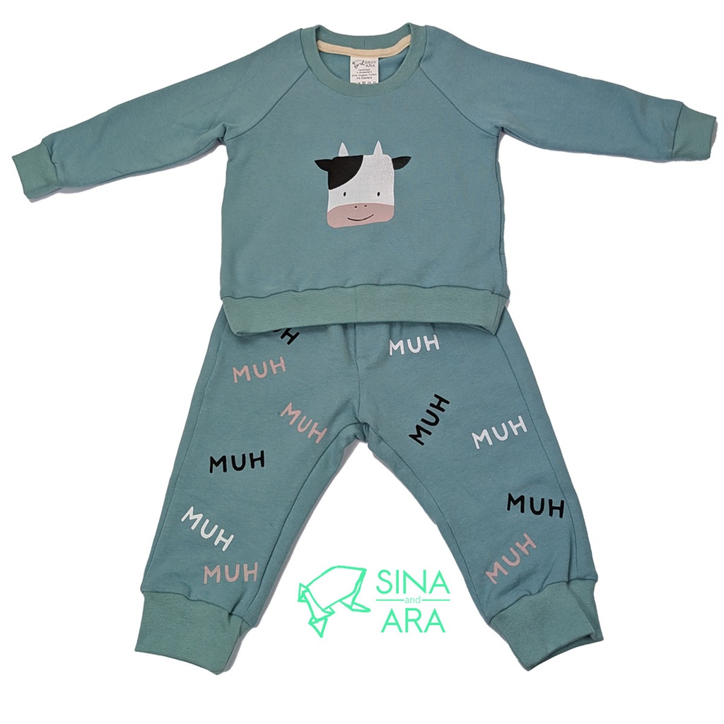Warm up sweater kleine Kuh dark aqua