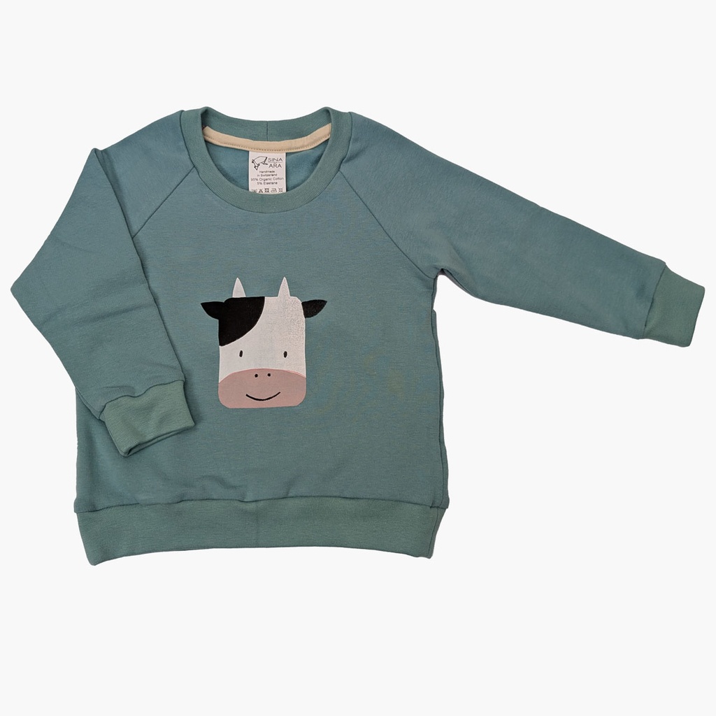 Warm up Sweater kleine Kuh dark aqua