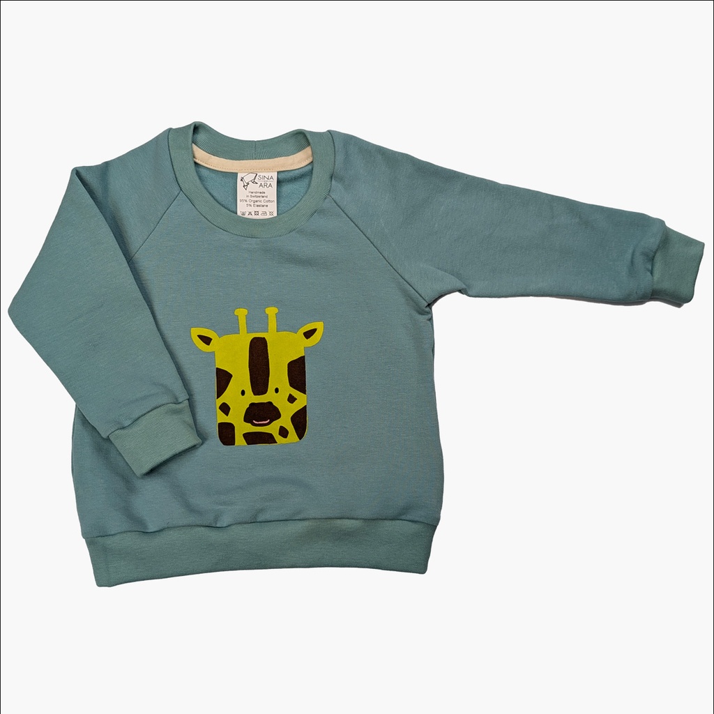 Warm up Sweater kleine Giraffe (Gr.68 / dark-aqua)