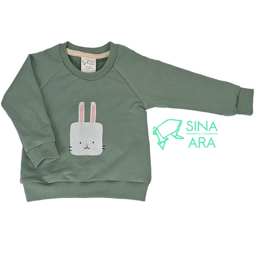 [WU-HA-DM-68] Warm up Sweater kleiner Hase (Gr.68 / dark-mint)